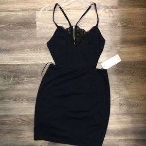 Heartbeat Song Black & Navy Backless Lace Dress